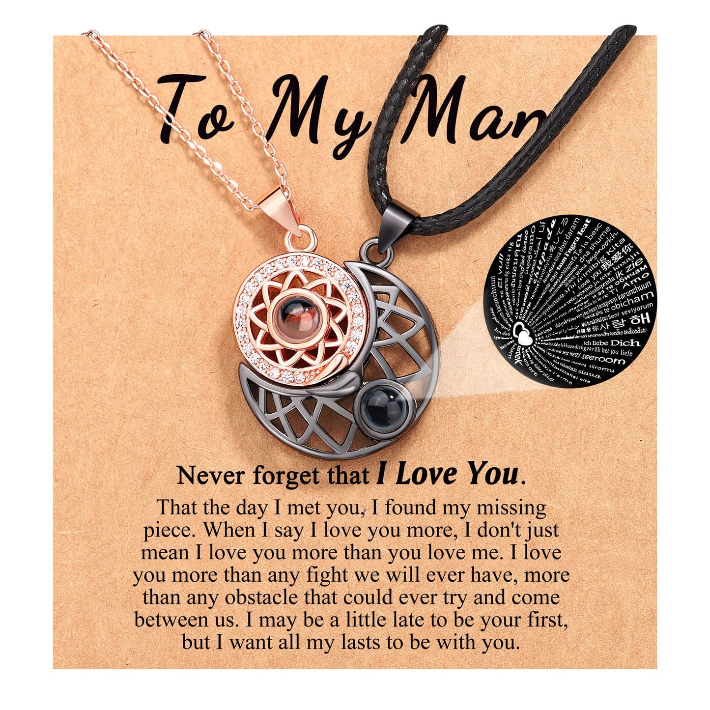 UPROMI To My Man Necklace Gifts for Husband from Wife Birthday Ideas Anniversary Sweetest Valentines Christmas Easter Gifts for Him Boyfriend Unique