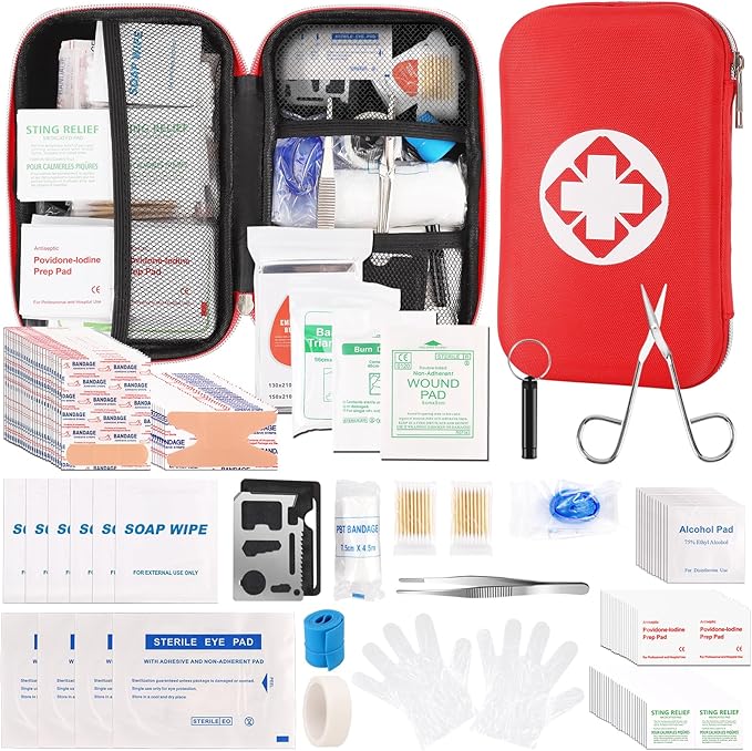 Mini Travel First Aid Kit, Emergency Kit with 201PCS First Aid Supplies and Waterproof Compact Bag, Survival Medical Kit f...