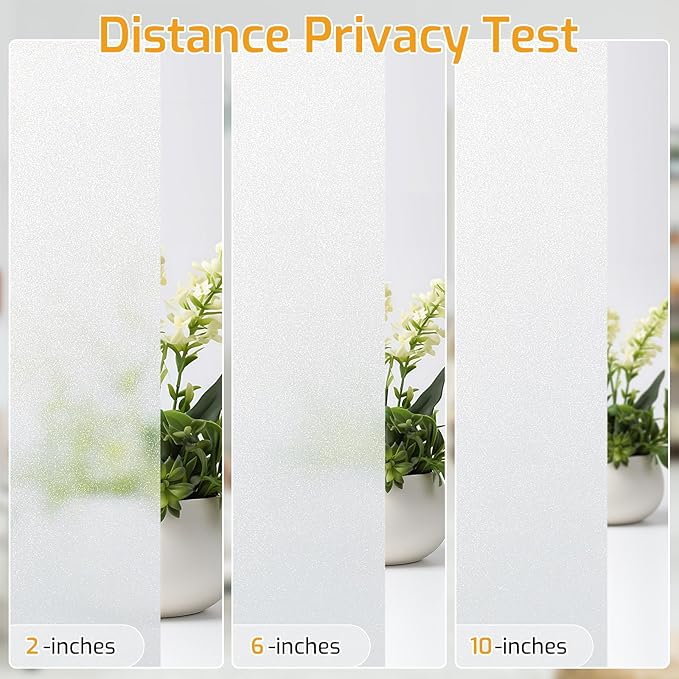 LUTE Window Privacy Film, Frosted Glass Window Film, Static Cling Heat Control Frosting Glass Sticker Removable, Non-Adhesive Opaque Covering for Bathroom Home Office Door (White, 17.5" x 78.7")