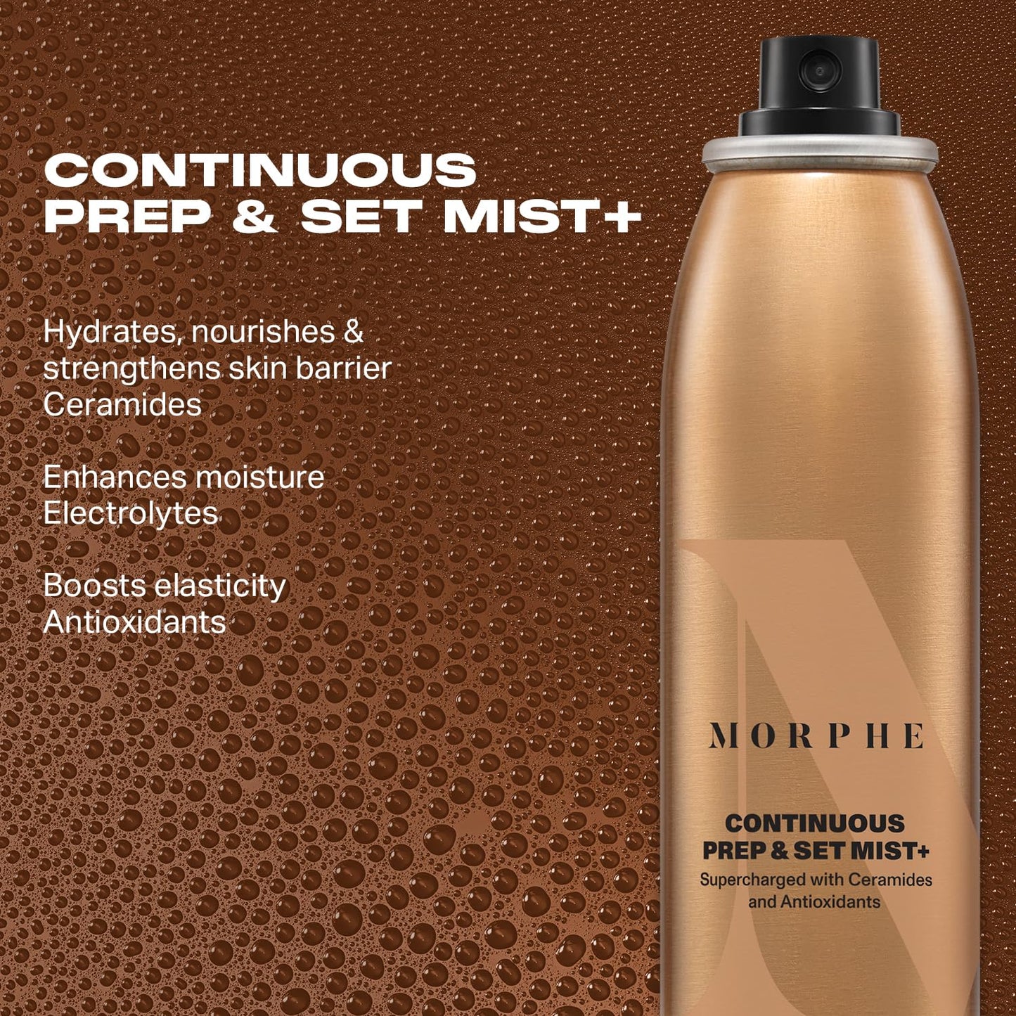 Morphe Mini Continuous Prep & Set Setting Spray - Travel Size Setting Spray for Makeup - Micro-Fine Face Mist Enriched with Cera