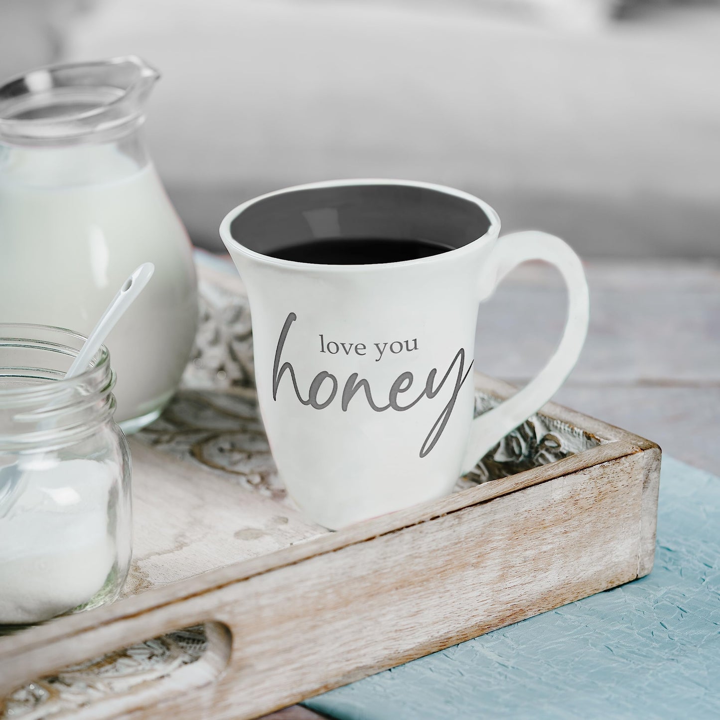 Pavilion Gift Company - Love You, Honey 16-ounce Stoneware Coffee Mug, Mothers Day Gift, Inspirational Mug, Novelty Coffee Mugs, Coffee Tea Cup for Husband/Wife/Spouse, Birthday/Anniversary, 1 Count
