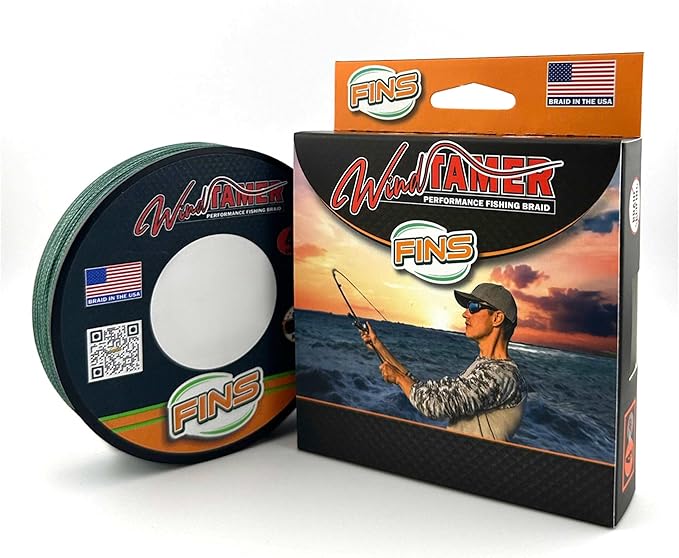 FINS Windtamer Braided Fishing Line - Versatile, Compact Braid for All Fisheries, Reduces Wind Knots and Rod Tip Wraps - H...