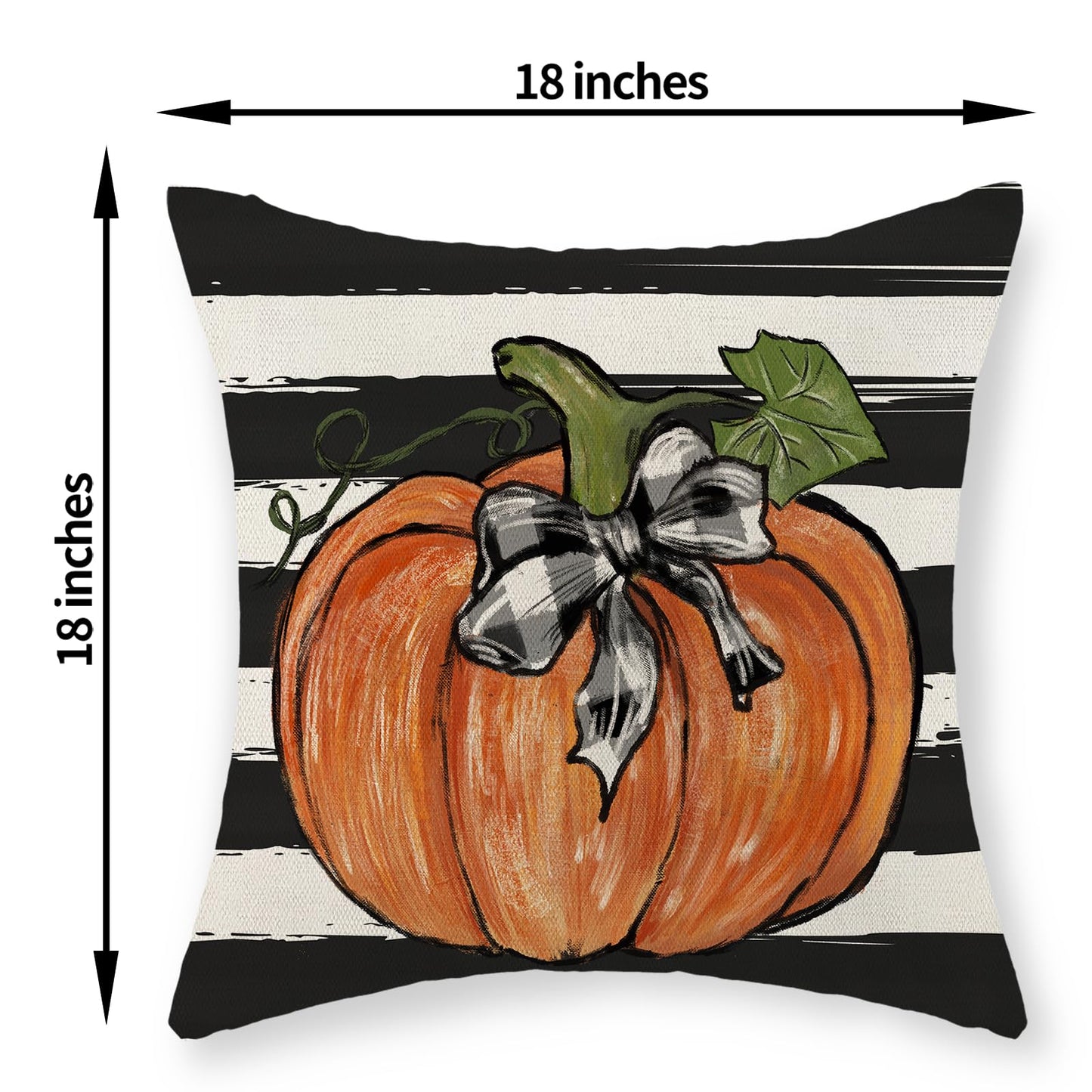 Gohdiwh Fall Pillow Covers 18x18 Set of 2 Pumpkin Maple Leaves and Stripes Fall Decor Pillowcase Linen Autumn Thanksgiving Decorative Outdoor Throw Pillow Covers Farmhouse Cushion Case for Couch Home