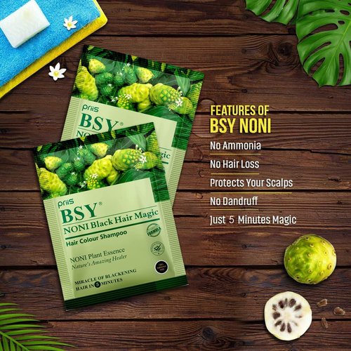 SAVE! 20x 20g. BSY NONI BLACK HAIR COLOR Organic Natural Hair Dye (Black) Covers Grey Hairs (No PPD para-phenylenediamine) by BSY