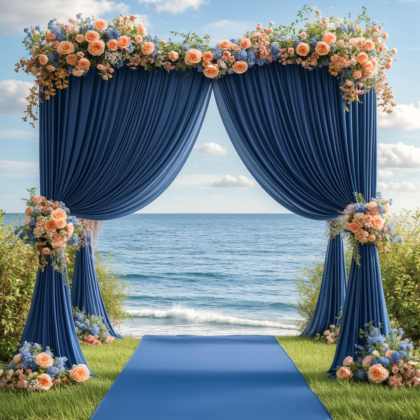 24 x 10ft Navy Blue Backdrop Curtains for Graduations Celebration Polyester Photo Backdrop Curtains No-Wrinkle Long Curtains for Parties Decorations Retirement Birthday Wedding Photoshoot, 6 Panels