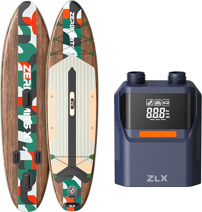 ZLX 10'6" Inflatable Stand Up Paddle Board with 50PSI Electric Paddle Board Pump