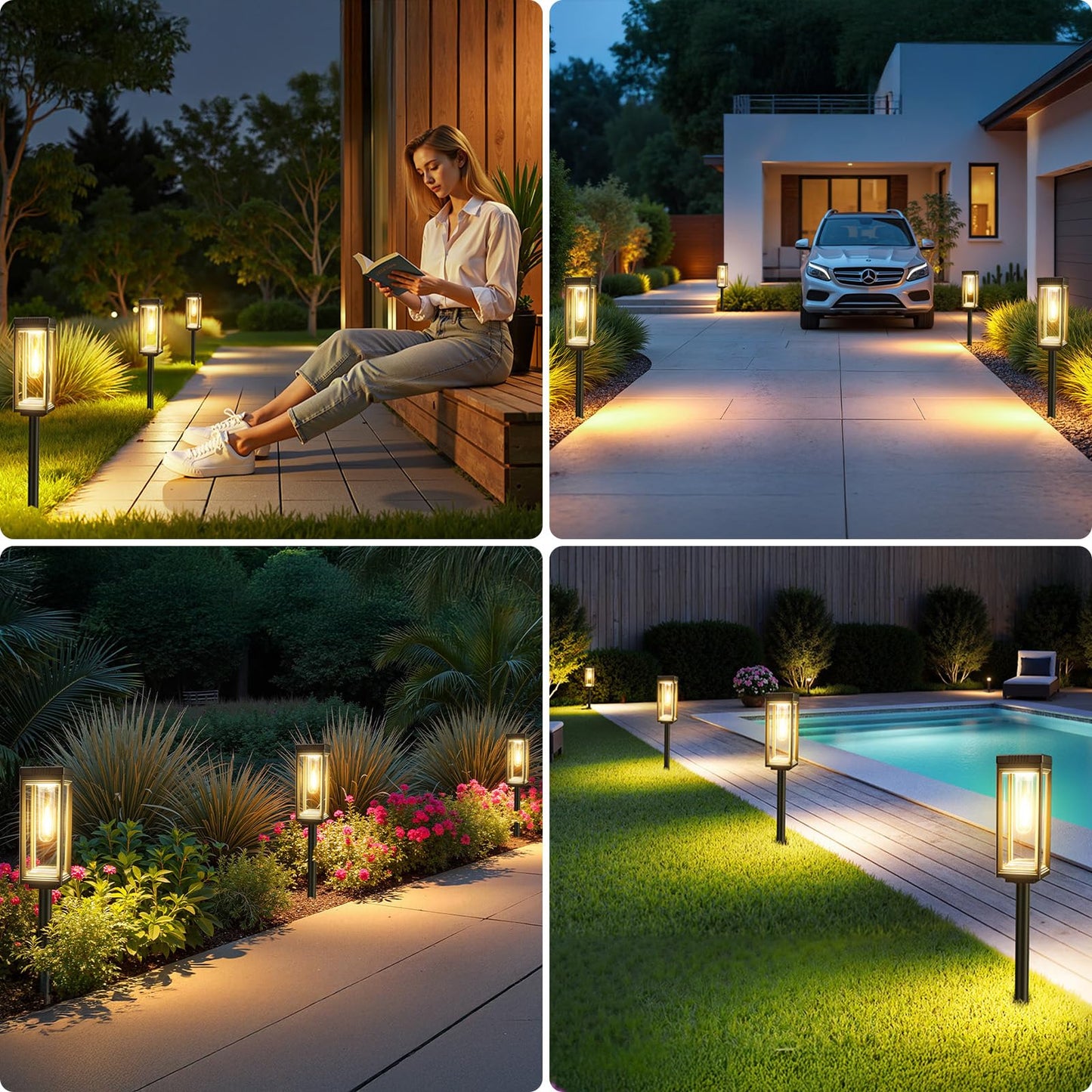 Bright Solar Pathway Lights Outdoor, 8 Pack Solar Powered Garden Lights Waterproof, Auto On/Off Dusk to Dawn Up to 15 Hrs Outdoor Lighting for Pathway Yard Walkway Driveway Patio Decor Landscape
