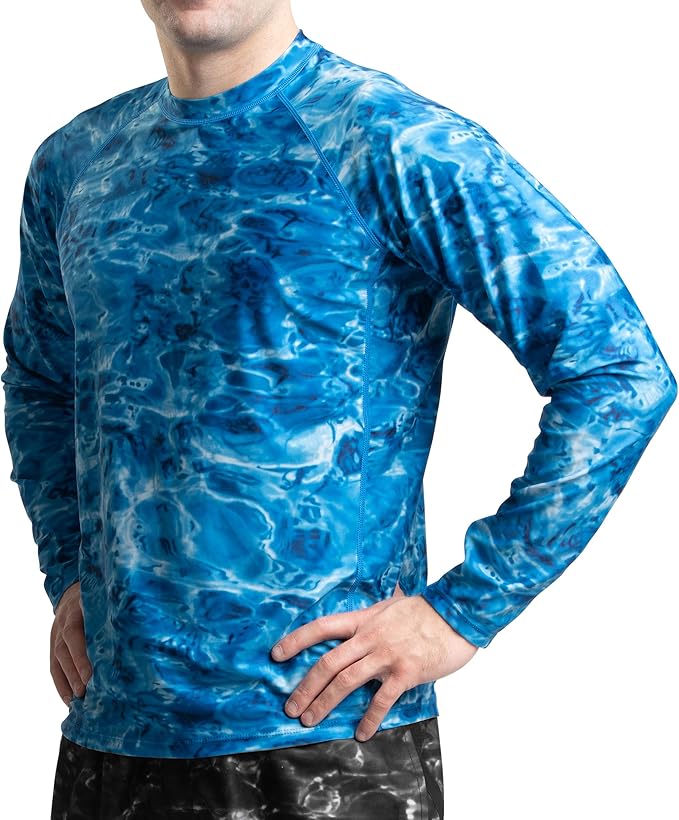 Aqua Design Mens Rash Guard Long Sleeve Water Shirt, Swimming Shirts for Men