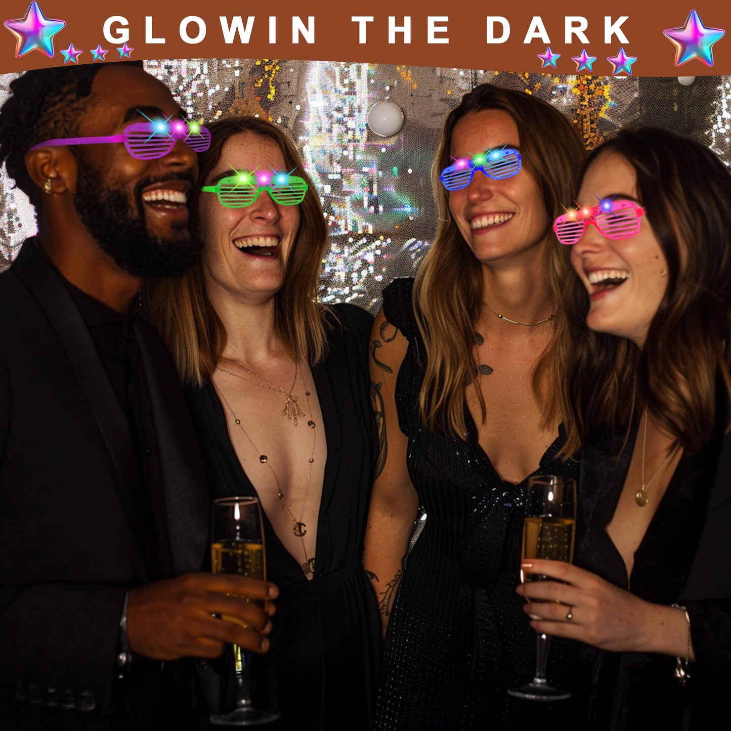 Zaaaslsm 20 Pack LED Glasses,Glow glasses,Light up glasses,Glow in the dark glasses,Party glasses Rave neon Flashing Party For Birthday Mardi Gras New Year's Eve Party Decoration,For Kids/Adults