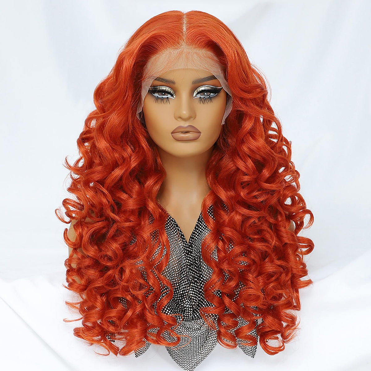 Felek Synthetic Ginger Curly Wig 13x6 Lace Front Wigs for Black and White Women Loose Wave HD Transparent Lace Frontal Wigs Pre