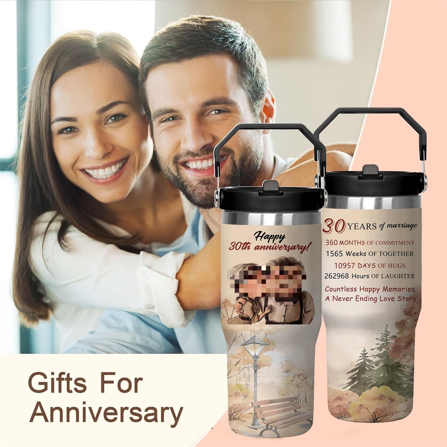 Dcohluk 30th Anniversary Wedding Gifts 30oz Tumbler for Men Women Best 30 Year Anniversary Wedding Gift Stainless Steel Insulated Cup Happy 30th Marriage Gifts for Couple Wife Husband Parents