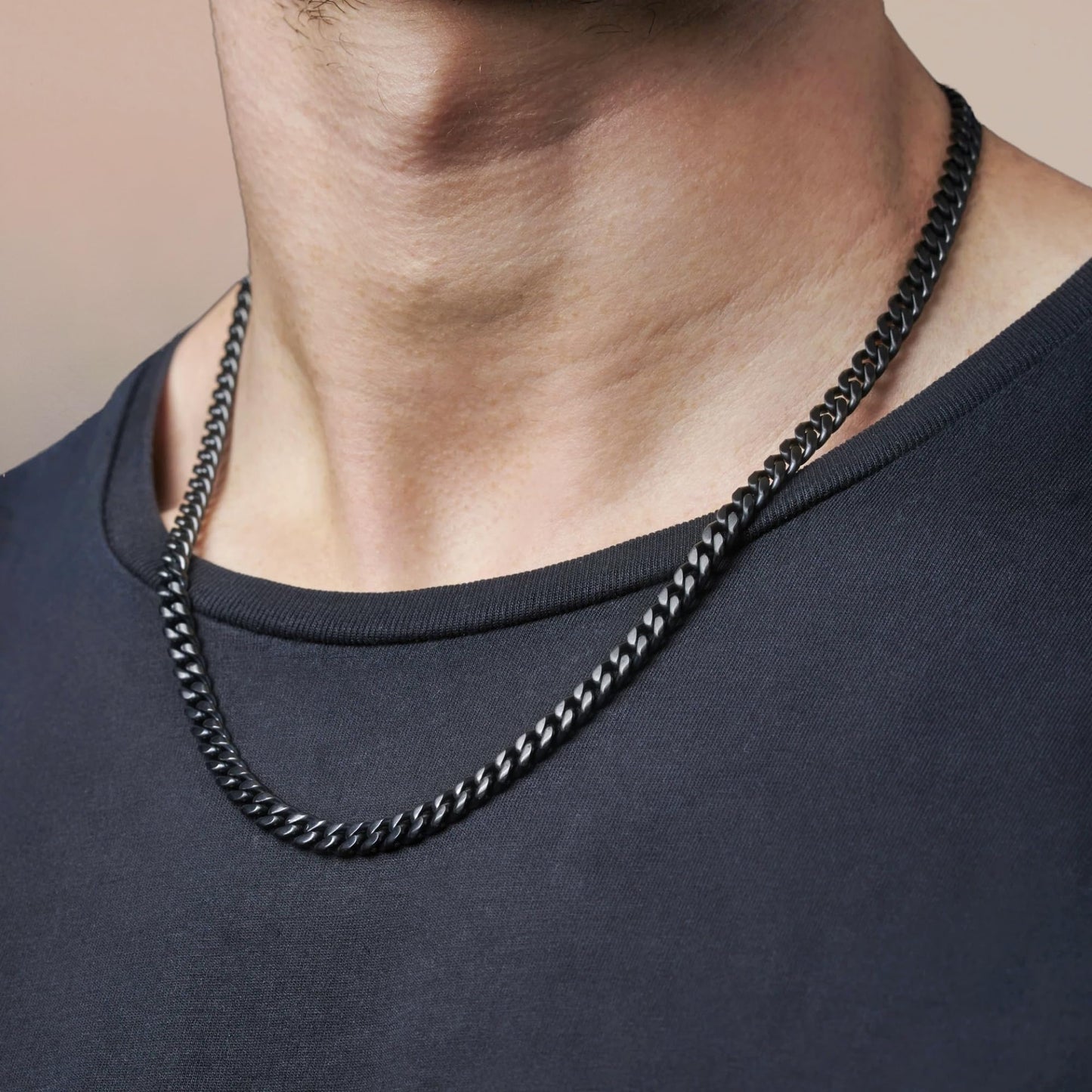 Love You This Much Promise Cuban Chain Necklace for Him, 7mm Thick, Sentimental Gift for Him, BF Gift for Birthday, Present Ideas for Boyfriend (Titan Black Finish)