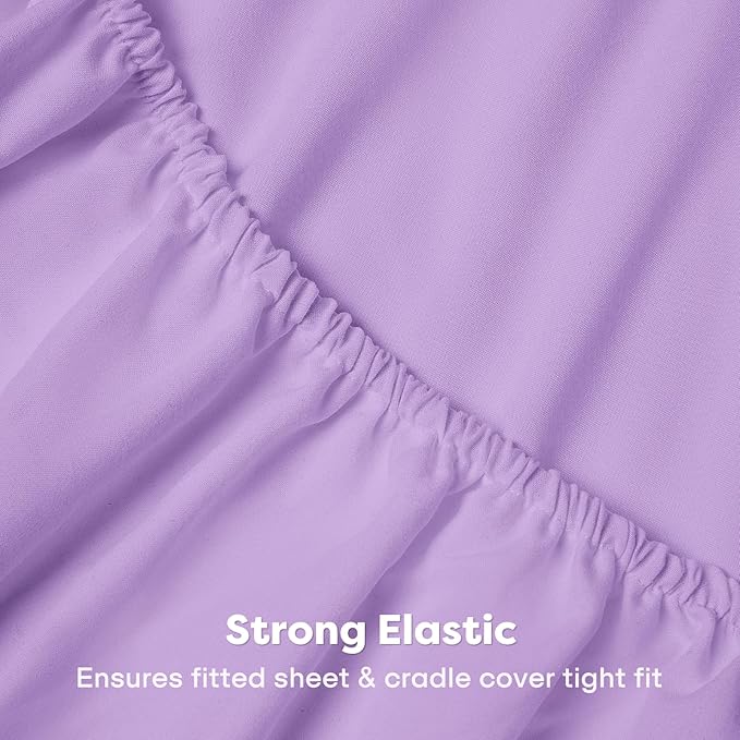 Comfyanno Massage Table Sheets Sets, 3 Pcs Professional Microfiber Massage Bed Cover Sheets, Soft, Light-Weight, Stain & Wrinkle Resistant, Includes Flat & Fitted Sheet, Face Cradle Cover - Lavender