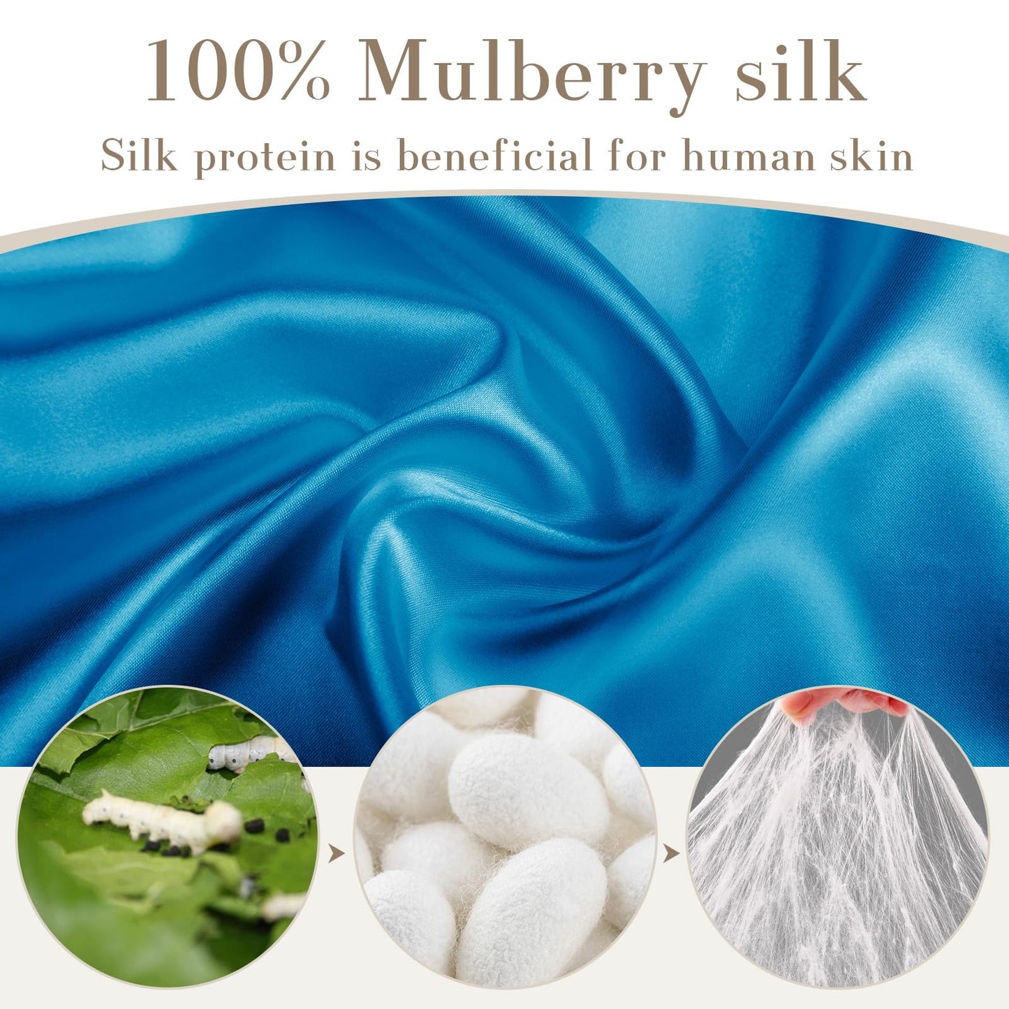 SECZIPE 100% Mulberry Silk Sleep Mask Eye Mask for Women Man with Adjustable Band, for Side Sleeper Blackout Sleep Mask for Travel Rest and Office Large Size (Blue)