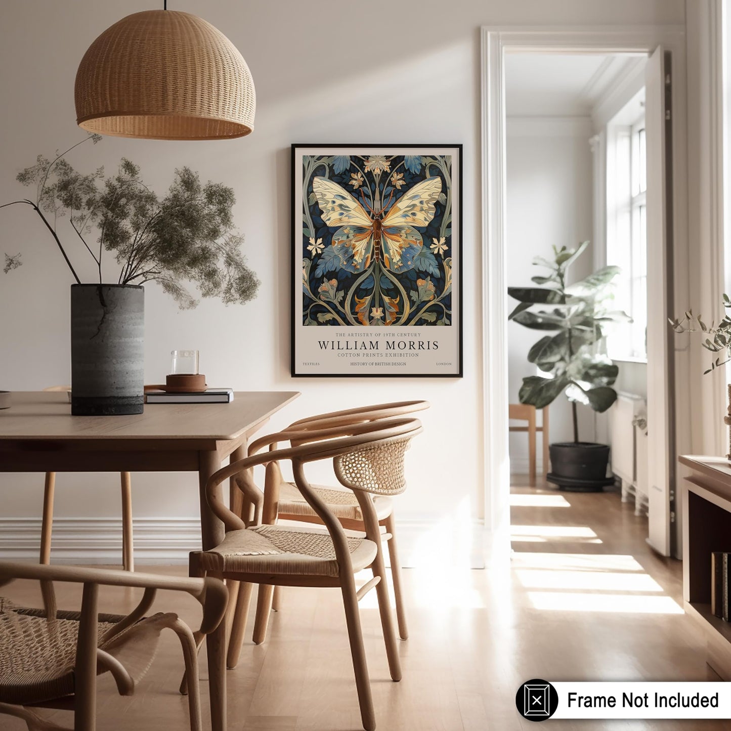 Monem Art William Morris Poster - Butterfly Print - Botanical Art - Exhibition Art - Moth Art - Animal Art - Floral Art - Aesthetic Art - Office or Living Room Wall Decor - 8x10 UNFRAMED Wall Art
