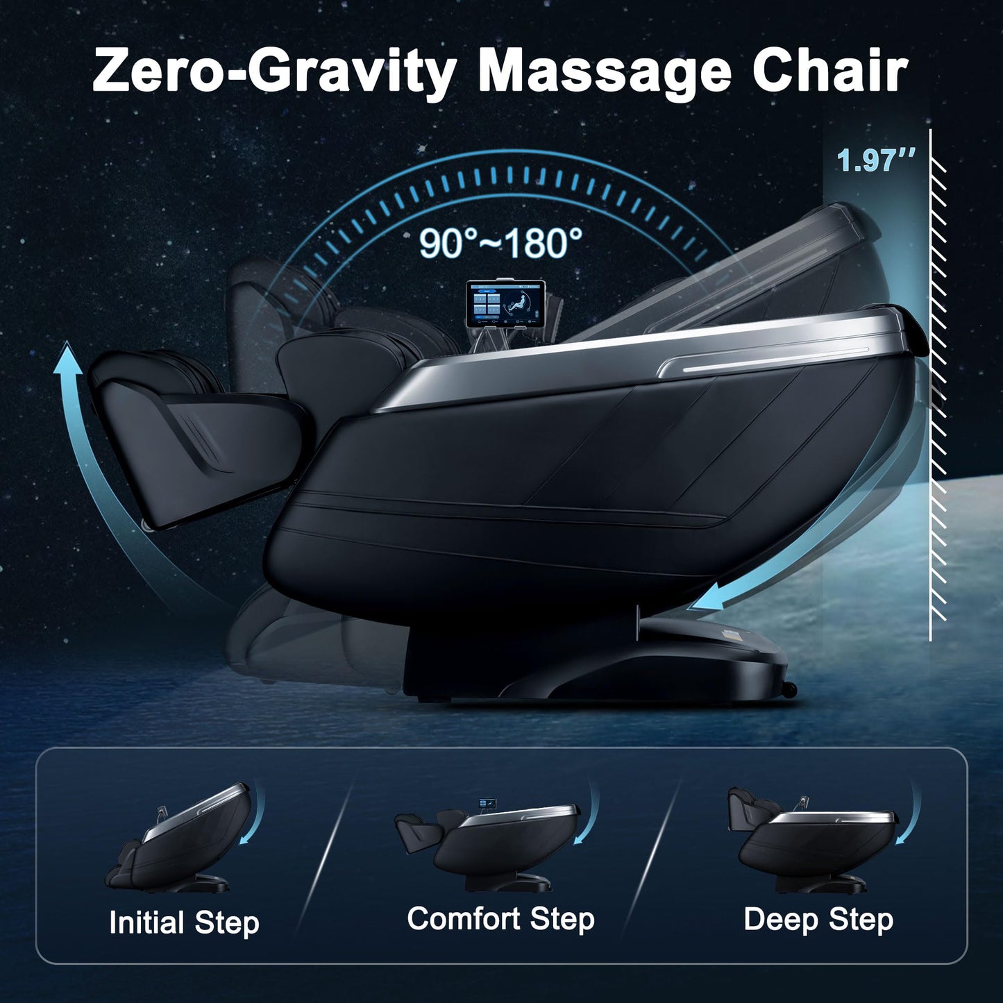 iBooMas P03 4D Massage Chair Full Body, Touchscreen & AI Voice, Zero Gravity SL-Track Recliner with APP OTA Auto-Evolving Modes, Fascia-Level Deep Tissue Shiatsu, No Assembly, Plug & Play (Black)