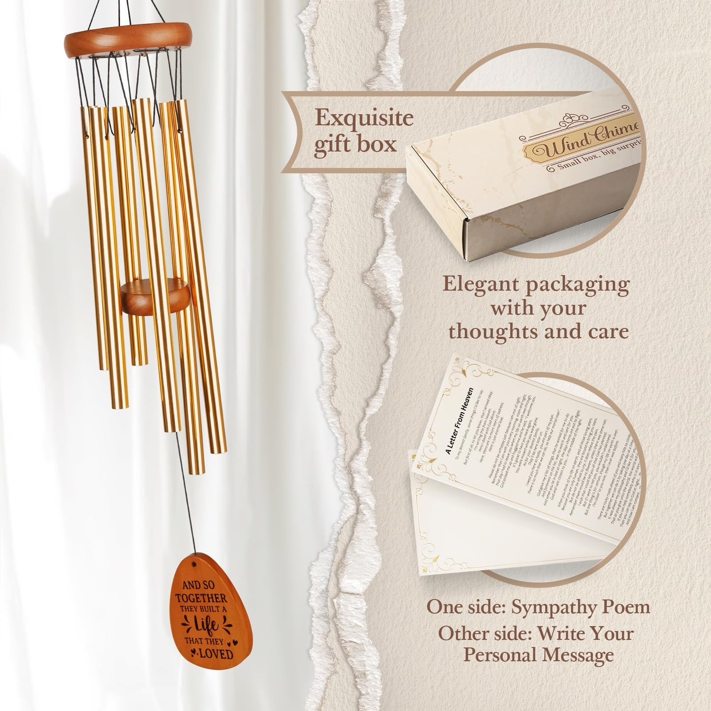 Aurahouse Wedding Gifts Wind Chimes, Engagement Wedding Gifts for Couples 2025 Newlyweds, Bridal Shower Gift for Bride, Anniversary, Registry Gift for Couple
