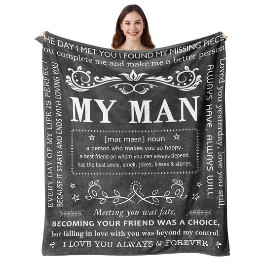 Anniversary Throw Gifts for Him, Gifts for Boyfriend Husband, Husband Boyfriend Blanket 50"X60", Men Birthday Gift Ideas, I Love You Present for Him Soft Throw Blanket