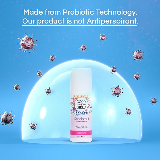 Good for You Girls Aluminum-Free, Natural Deodorant for Kids, Pre teens, Teens, Safe & Effective Odor Control, Clear Roll-On, Natural Fragrance, Vegan, Made in USA | Soft Powder, 3 oz (Pack of 3)