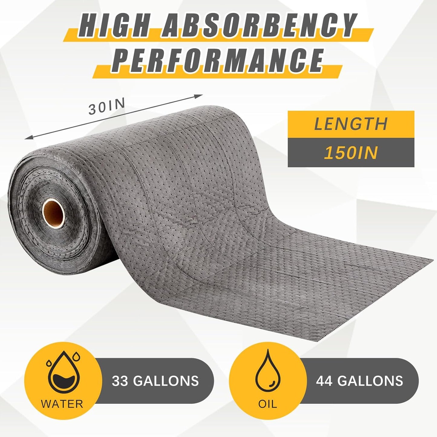 30" W x 150' l Oil Absorbent Mat Roll Oil Pads Absorbs up to 40.2 Gallons Heavyweight Mat Roll for Protecting Home Garage Basement