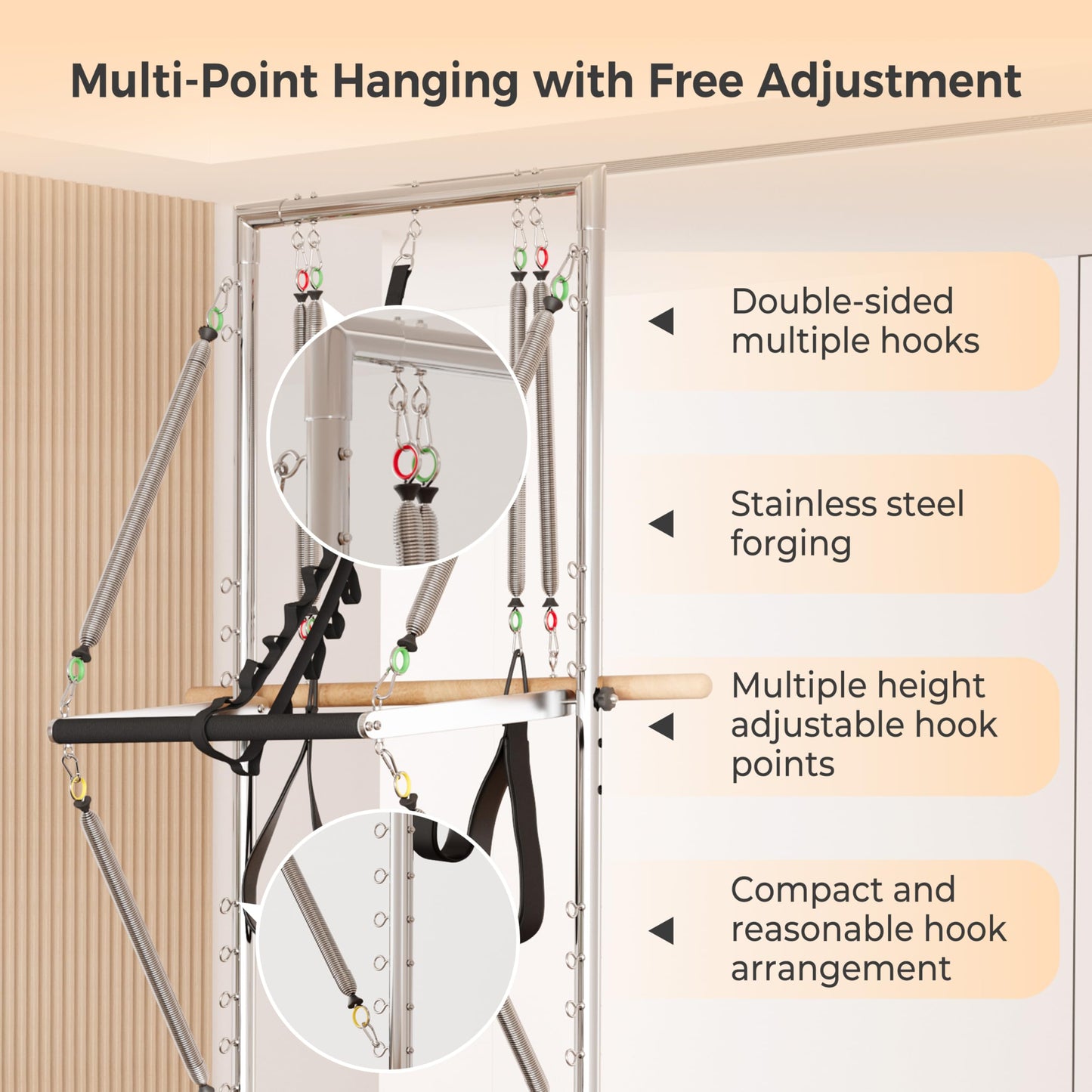 DELAVIN Pilates Reformer with Tower, Pilates Machines with Springs, Sitting Box, Jump Board and Accessories, Solid Wood Pilates Equipment for Studio, Gym and Home Workout