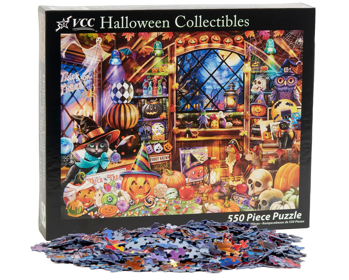 Halloween Collectibles Jigsaw Puzzle 550 Piece by Vermont Christmas Company - Large Pieces - Fully Interlocking & Randomly Shaped Pieces - 24" x 18"