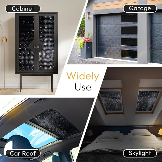 rabbitgoo Window Privacy Film Blackout Mosaic Static Cling Decorative, Removable Rainbow Window Film, Non-Adhesive Heat Control UV Blocking for Bathroom, 23.6 x 78.5 inches Black