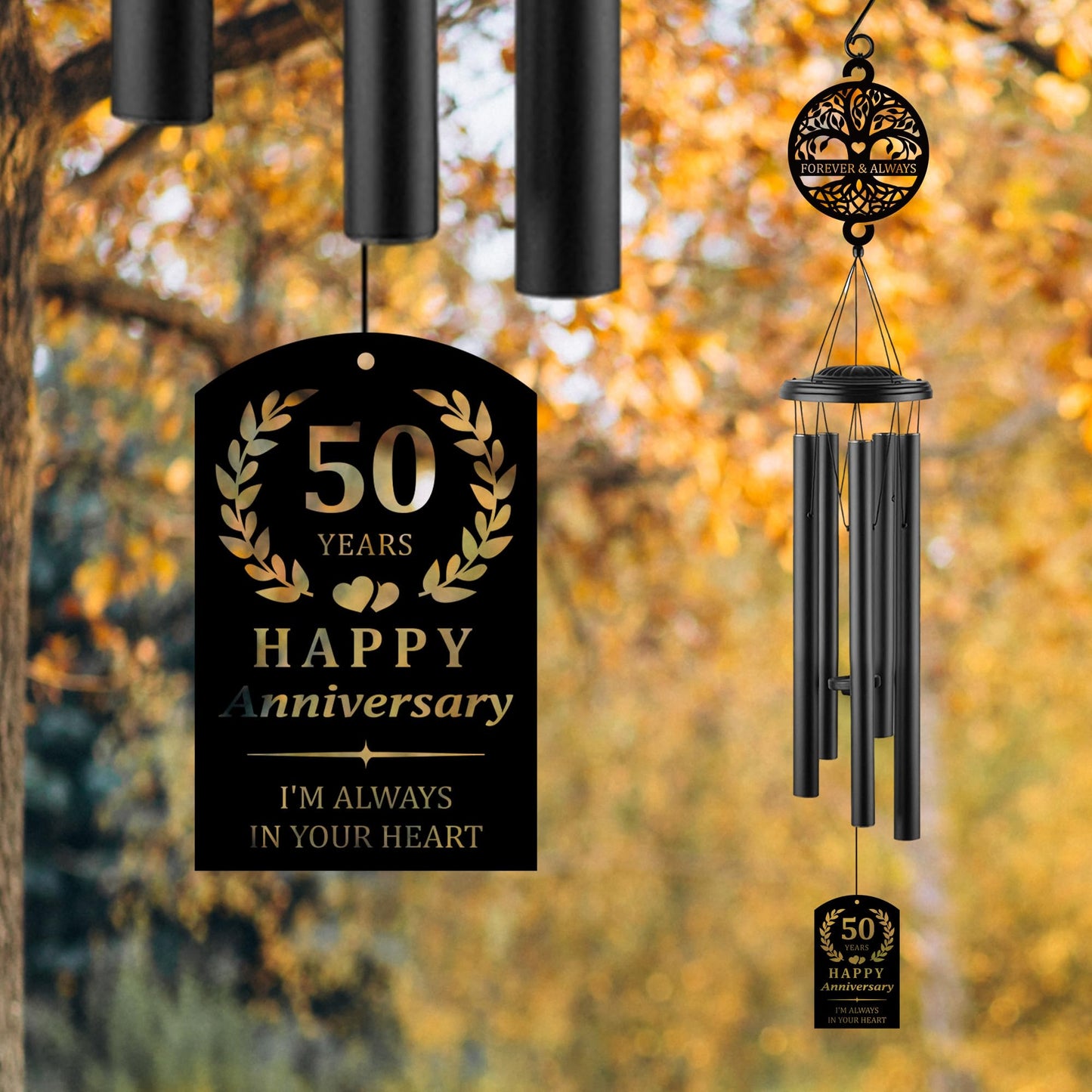 37'' 50th Anniversary Wind Chime Gifts,Golden Wedding Anniversary Presents,Happy 50th Wedding Decorations for Parents,Couples,Husband,Wife,Friends
