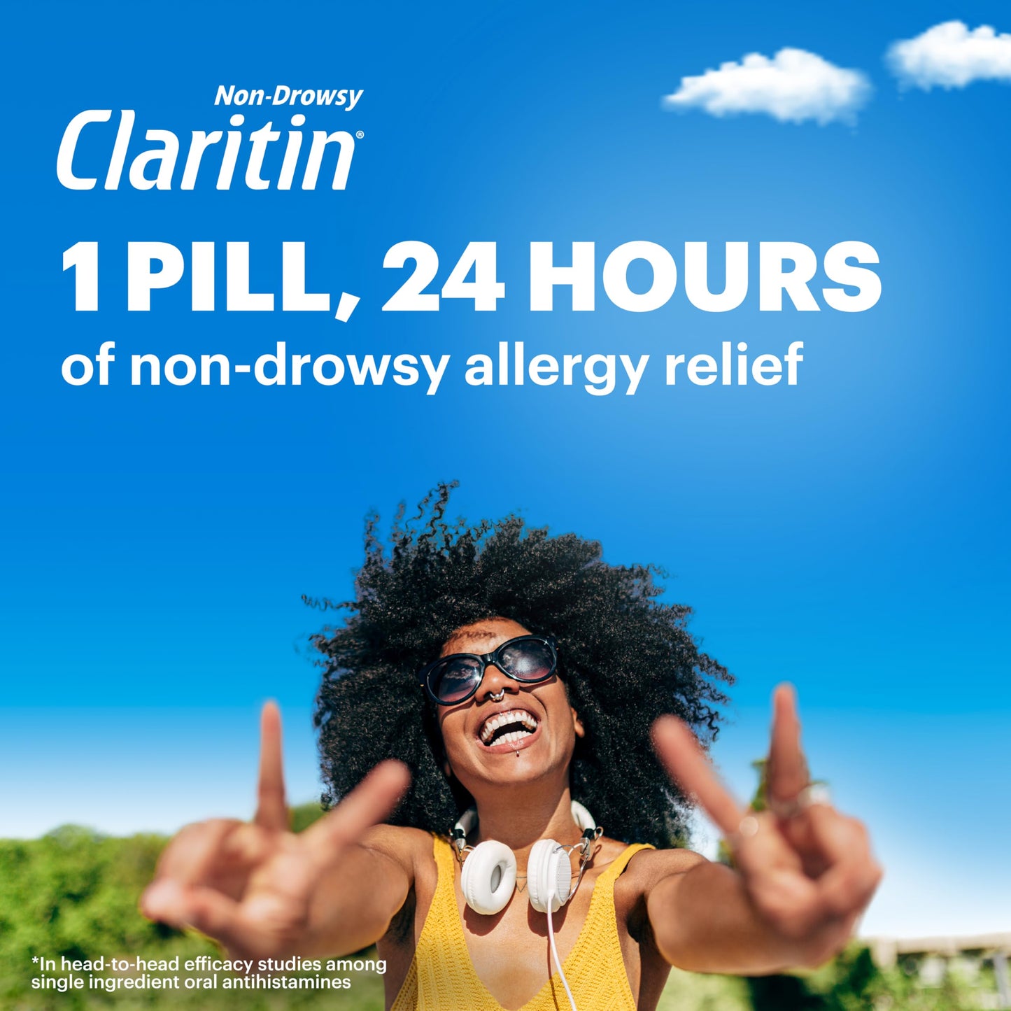 Claritin Allergy Medicine for Adults, 24-Hour Non-Drowsy Loratadine 10mg Pills, Antihistamine, 70 Tablets + 1ct On-The-Go Relief