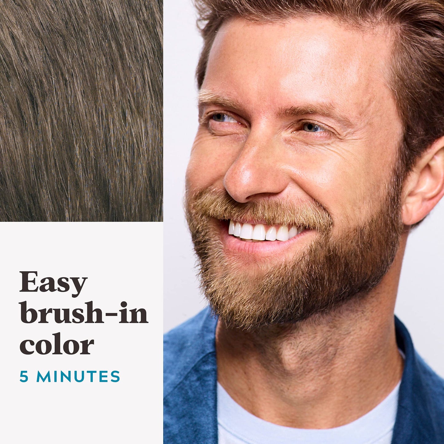 Just For Men Mustache & Beard, Beard Coloring for Gray Hair with Brush, with Keratin Biotin Aloe and Coconut Oil for Healthy Fac
