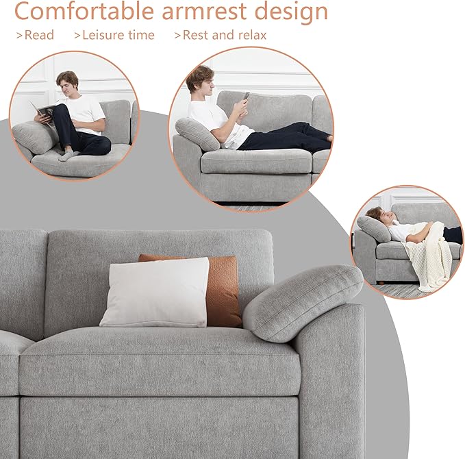 EASE MOOSE Oversized L Shape Sectional Couch,Extra Large Deep seat Gray Sectional Modular Sofa for Living Room,Light Gray