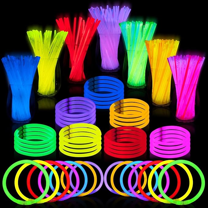 JOYIN 144 Pcs 8" Glow sticks Bulk Party Favors Pack, New Years Eve Neon Glow in the Dark Party Supplies, Light Up Necklace...