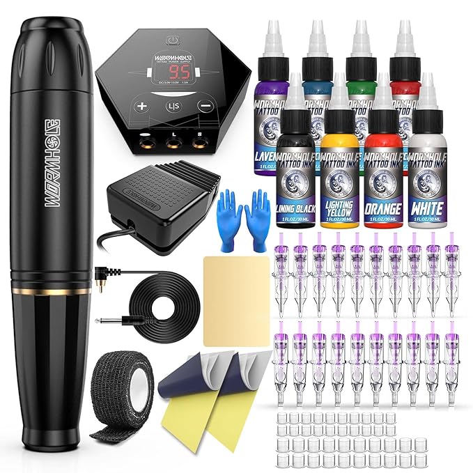 Tattoo Gun Kit Cartridge Tattoo Machine Kit Tattoo Kit Tattoo Pen Kit for Beginners Rotary Tattoo Pen Type Machine Kit Com...