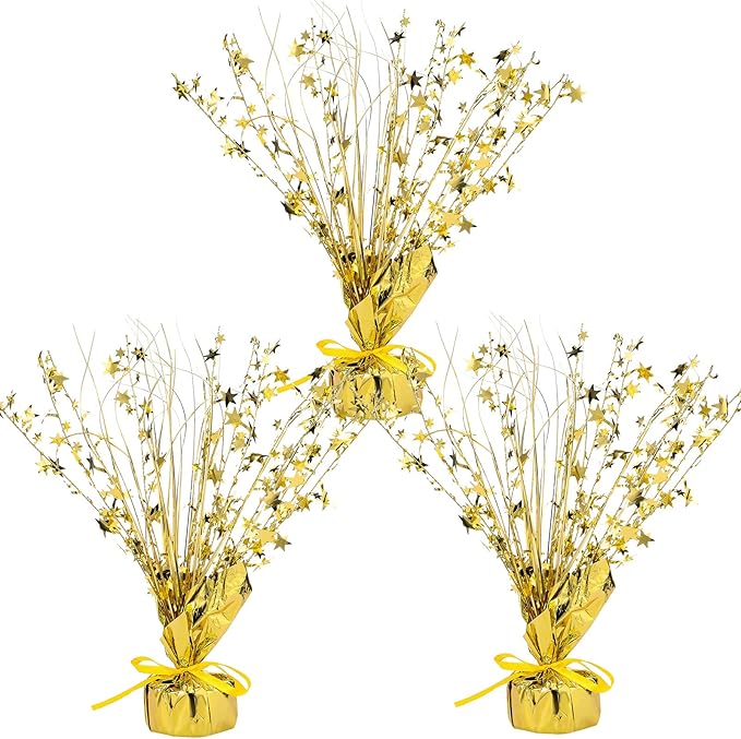 Crowye 3 Pieces Metallic Foil Spray Centerpiece Christmas Party Star Table Decoration Burst Centerpieces Fall Table Decor ...