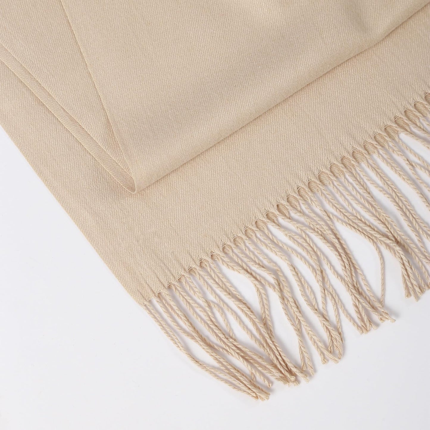 TUSHUSTY Pashmina Feel Shawls Wraps Solid Scarf for Women Soft Silky Warm Men Scarves Hijab Beige