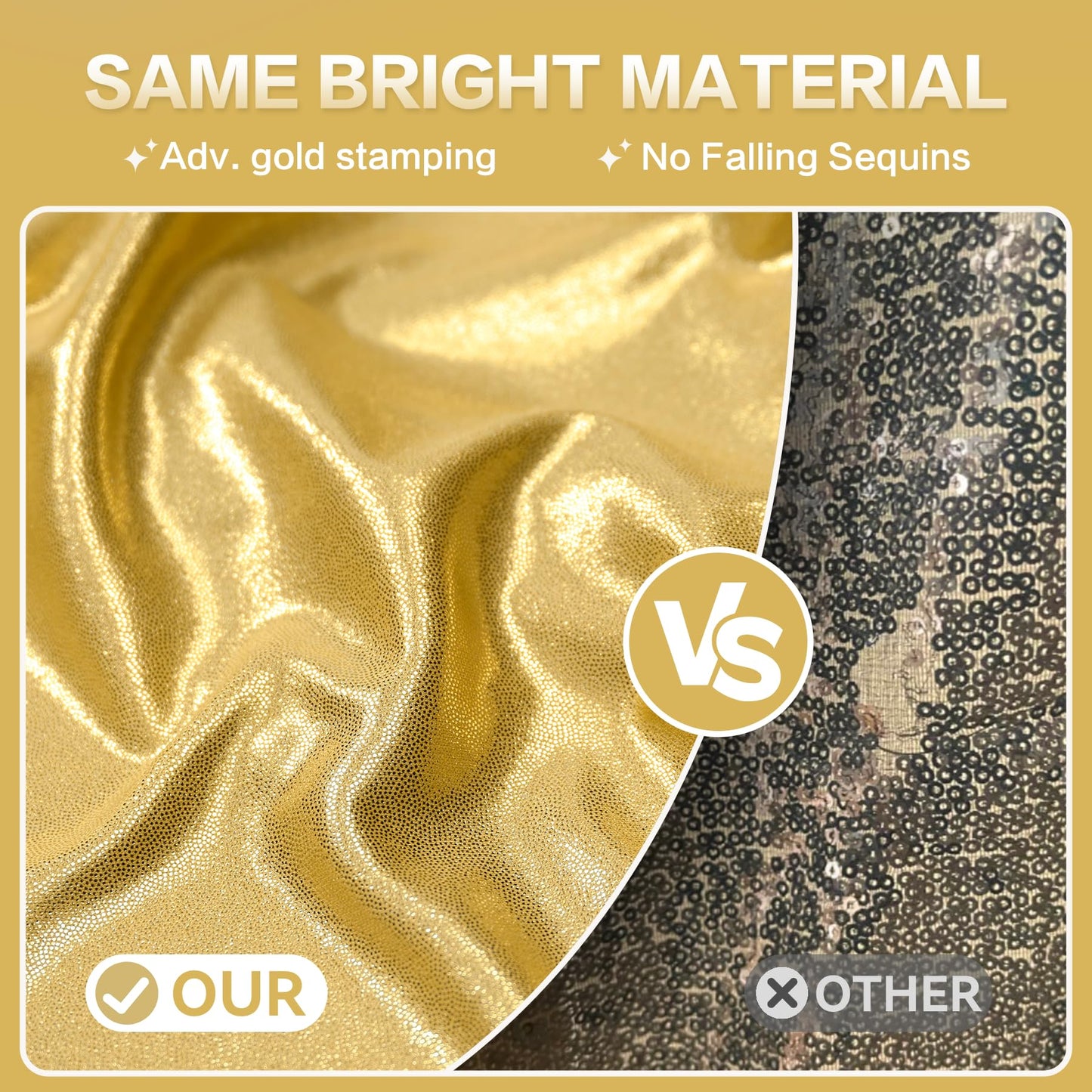 gogoparti 10x10FT Gold Sequin Backdrop Curtain - 2 Panels of 5x10FT Wrinkle-Free Glitter Drapes for Photography, Birthdays, Weddings & Graduations