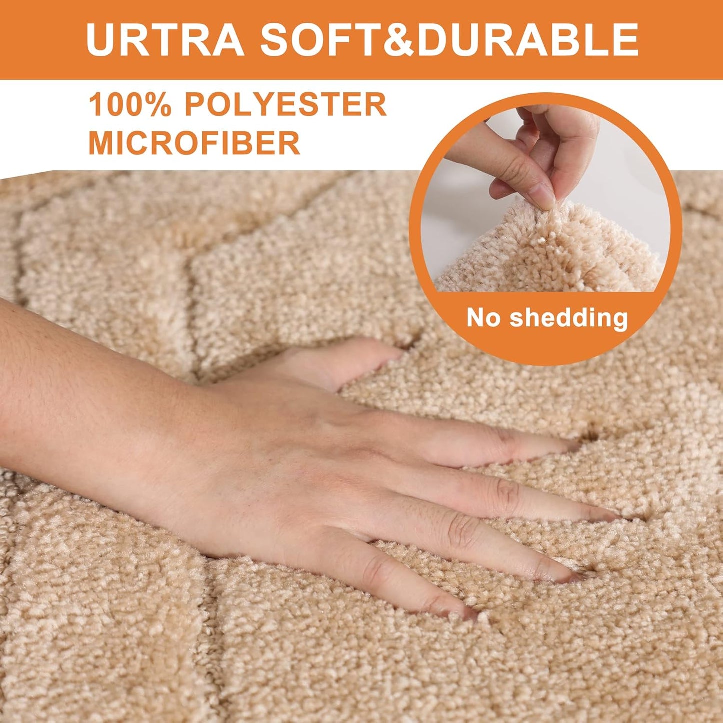 BEQHAUSE-Bathroom-Rug-Non Slip-Bath Mat-Soft and Absorbent-Shower Mat-Polyester Bath Mats for Bathroom Machine Washable Bath Rugs Beige Bathrooms Rug for Shower Sink Bathtub, 20" x32”