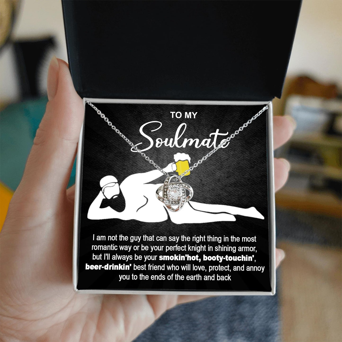 Soulmate Necklace for Women, Christmas Gift for Soulmate, Wife Necklace from Husband, Necklace For Girlfriend, Message Card Jewelry To My Soulmate Necklace, Valentine Necklace For Soulmate