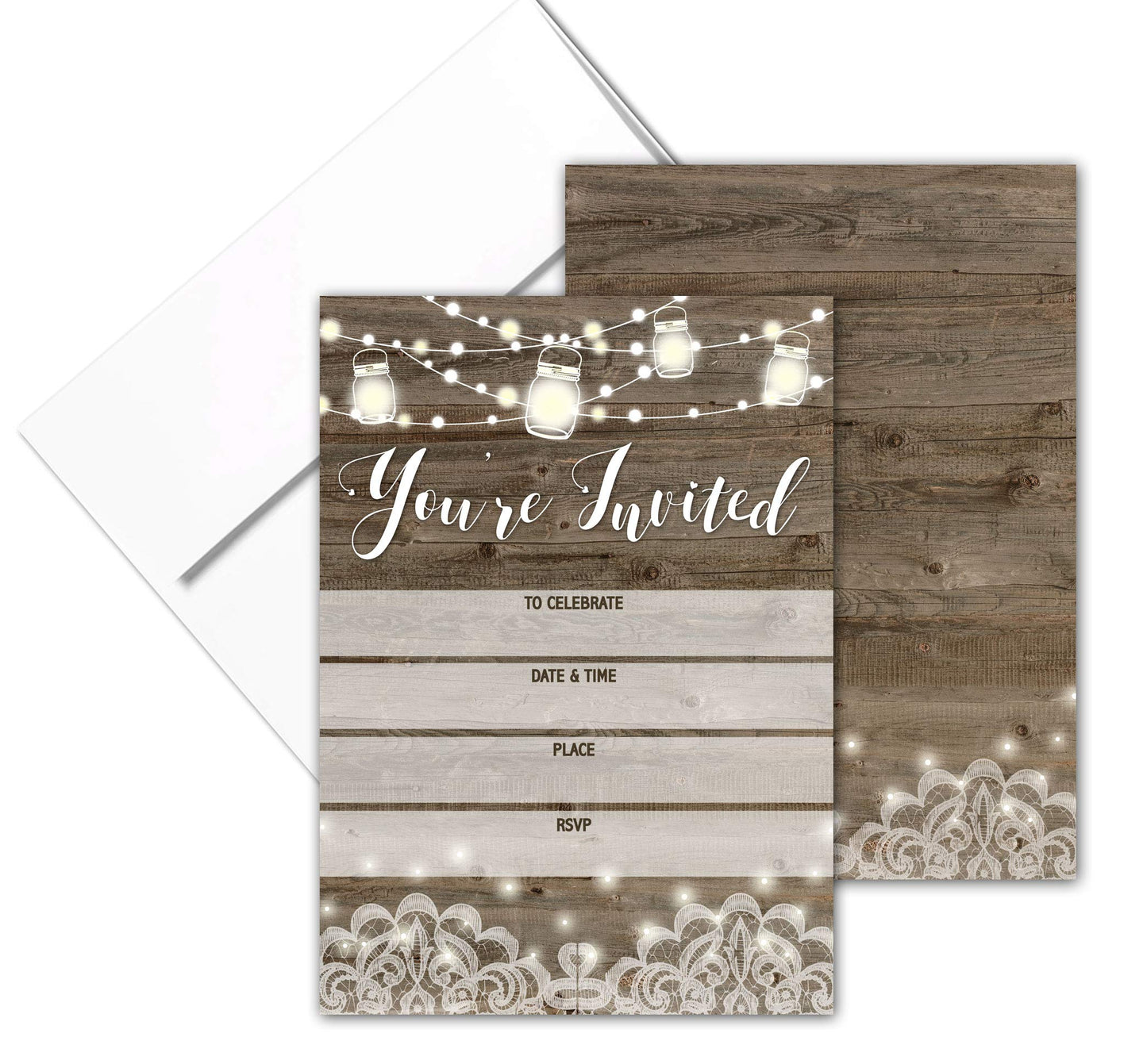 Stonehouse Collection | You're Invited | Rustic Fill-in Party Invitations With Envelopes 25 Invites & Envelopes |Wedding, Baby Shower, Rehearsal Dinner, Birthday Party (Rustic Youre Invited)