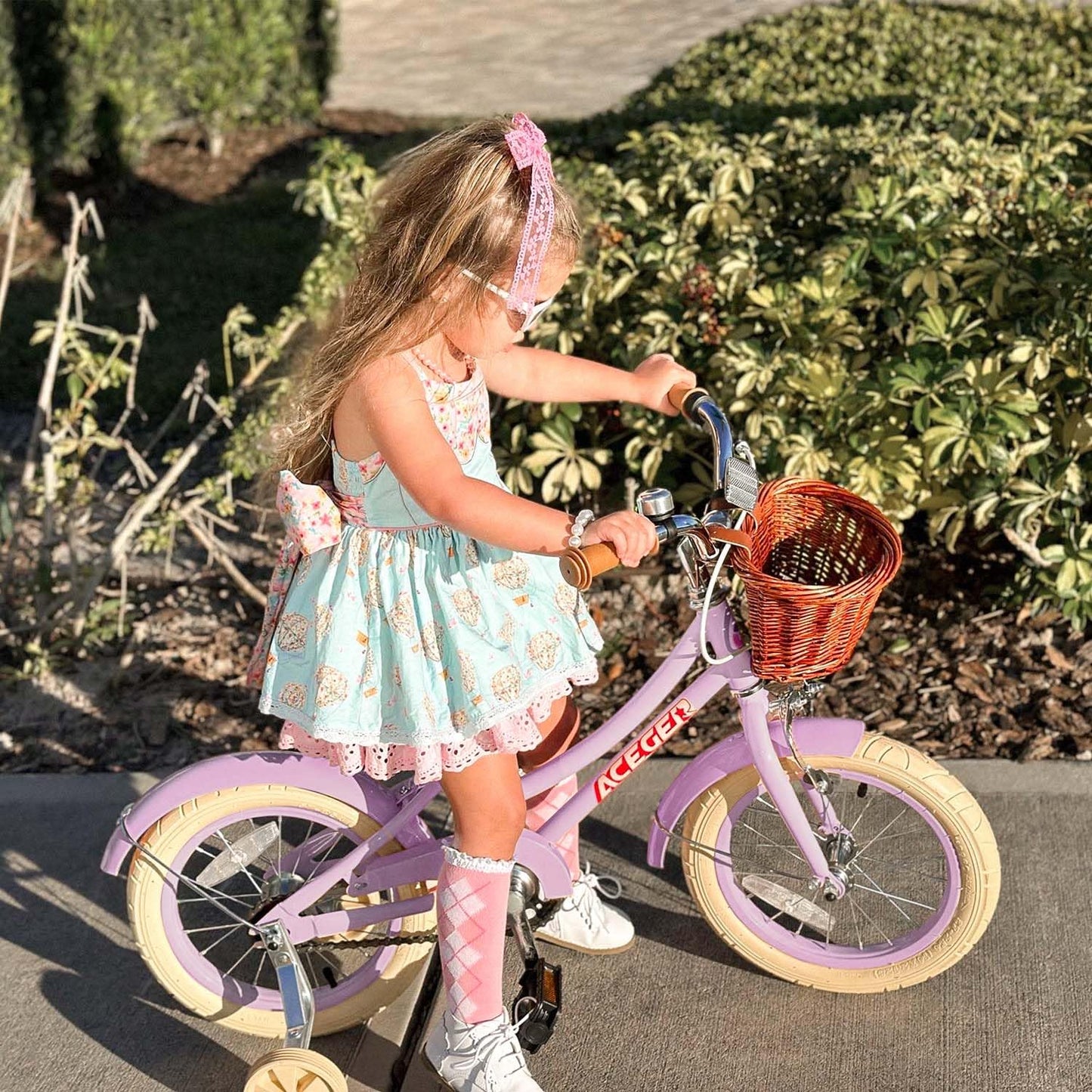 ACEGER Girls Bike with Basket, Kids Bicycle for 3-13 Years, Included Coaster Brake & Caliper Brake, 14 16 18 Inch with Training Wheels, 20 Inch with Kickstand but no Training Wheels