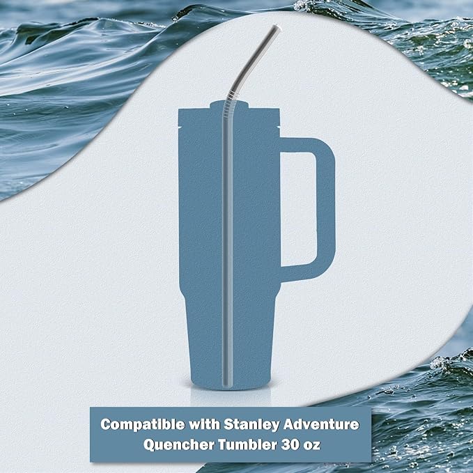 Stainless Steel Replacement Straws for Stanley Adventure Travel Tumbler (6 Straws for 30oz)