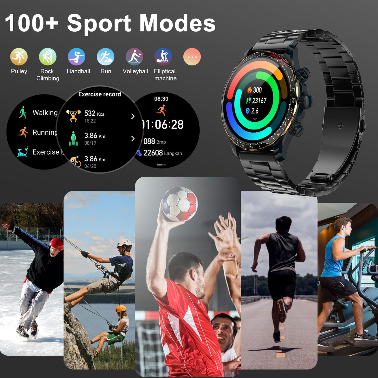 Loghog Smart Watches For Men,1.43 Amoled Display Fitness Watch Ip68 Waterproof Activity Tracker Smartwatches Compass Compatible