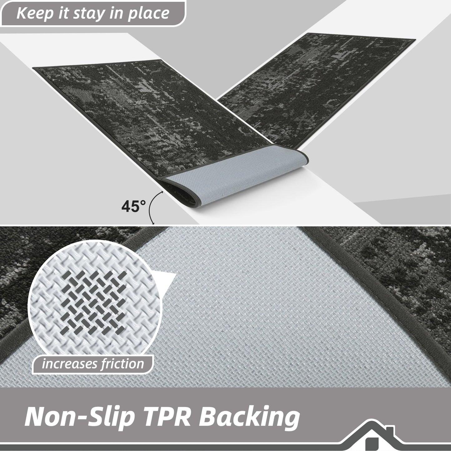 BEQHAUSE Dirt Trapper Door Mat 24"x36" Non-Slip Door Mats Washable Entryway Rugs Stain Resistant Doormat Absorbent Welcome Floor Mat for Front Back Door, Muddy Wet Shoes & Paws,Dark Grey