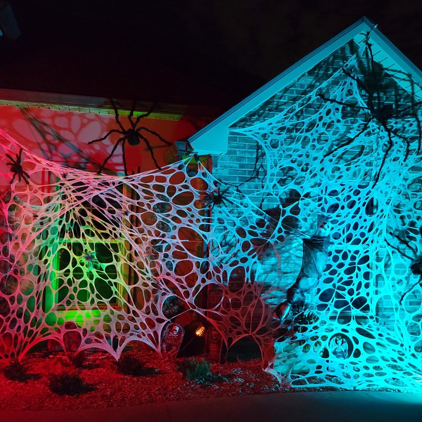 Halloween Decorations Outdoor Spider Web 26.9X12.46ft: Cut Your Own Giant Stretchy Beef Netting Spiders Webbing Gauze Cobweb Haunted House Decor