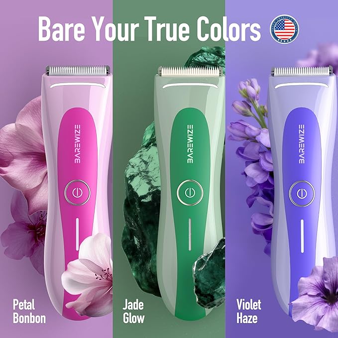 Bikini Trimmer for Women, Electric Shaver for Women | LED Light, IPX7 Waterproof, USB-C Rechargeable, Ceramic Blade | Electric Razors for Women, Pubic Hair Trimmer Women (Jade Glow)