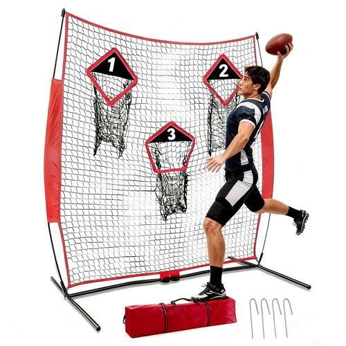 Mini Tang Football Throwing Net -6FT x 6FT Quarterback Passing Target Net with 3 Catch Zones Training to Improve Passing Accuracy Youth & Adult