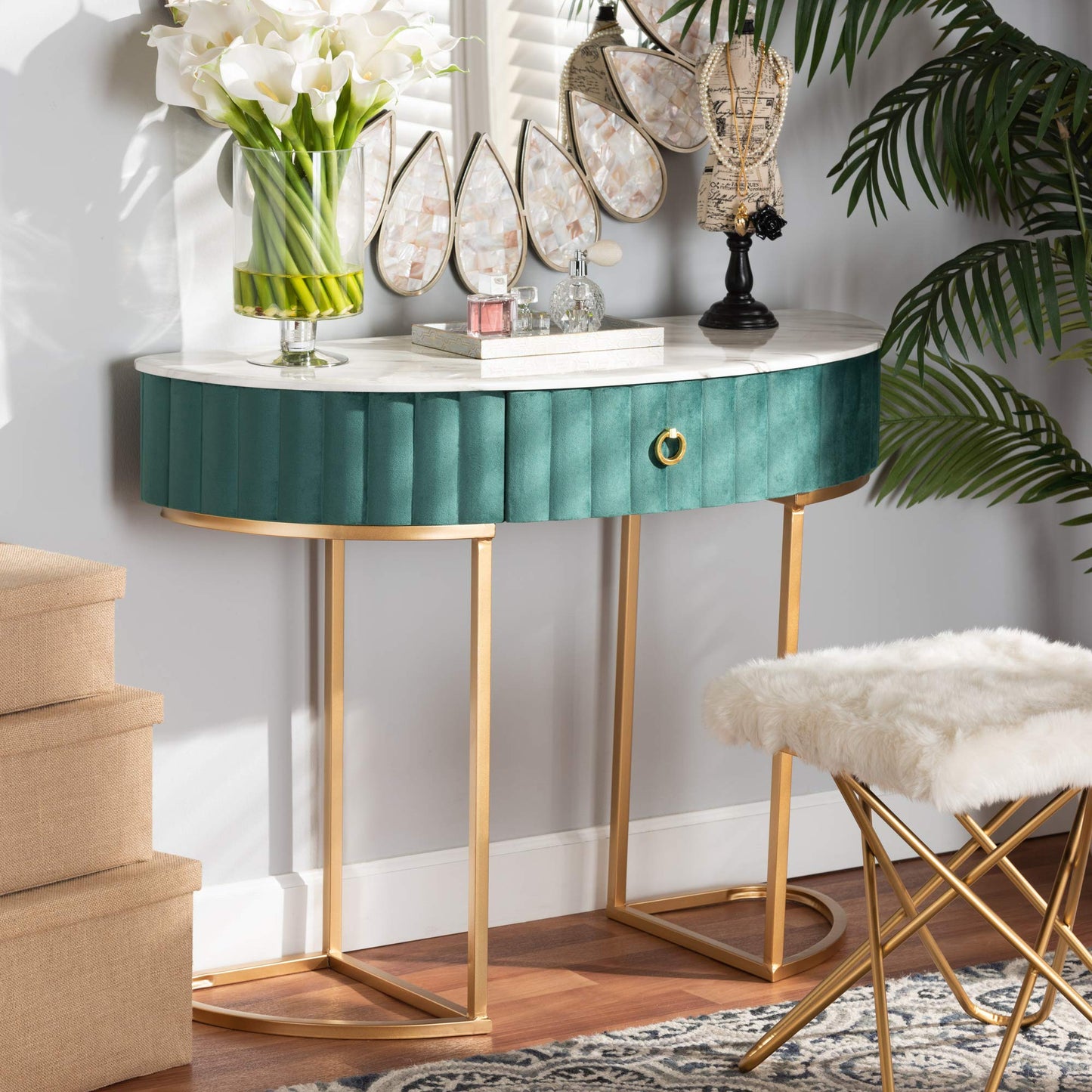 Baxton Studio Console Tables, Green/Gold