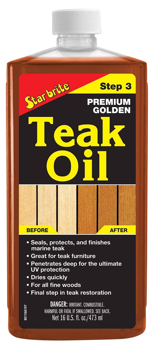 STAR BRITE Teak Kit - Restore Decks, Patio, Outdoor Furniture, Boats & Fine Wood - Marine Grade Teak Cleaner & Brightener Set & Premium Golden Teak Oil - Sealer, Preserver & Finish - 16 OZ