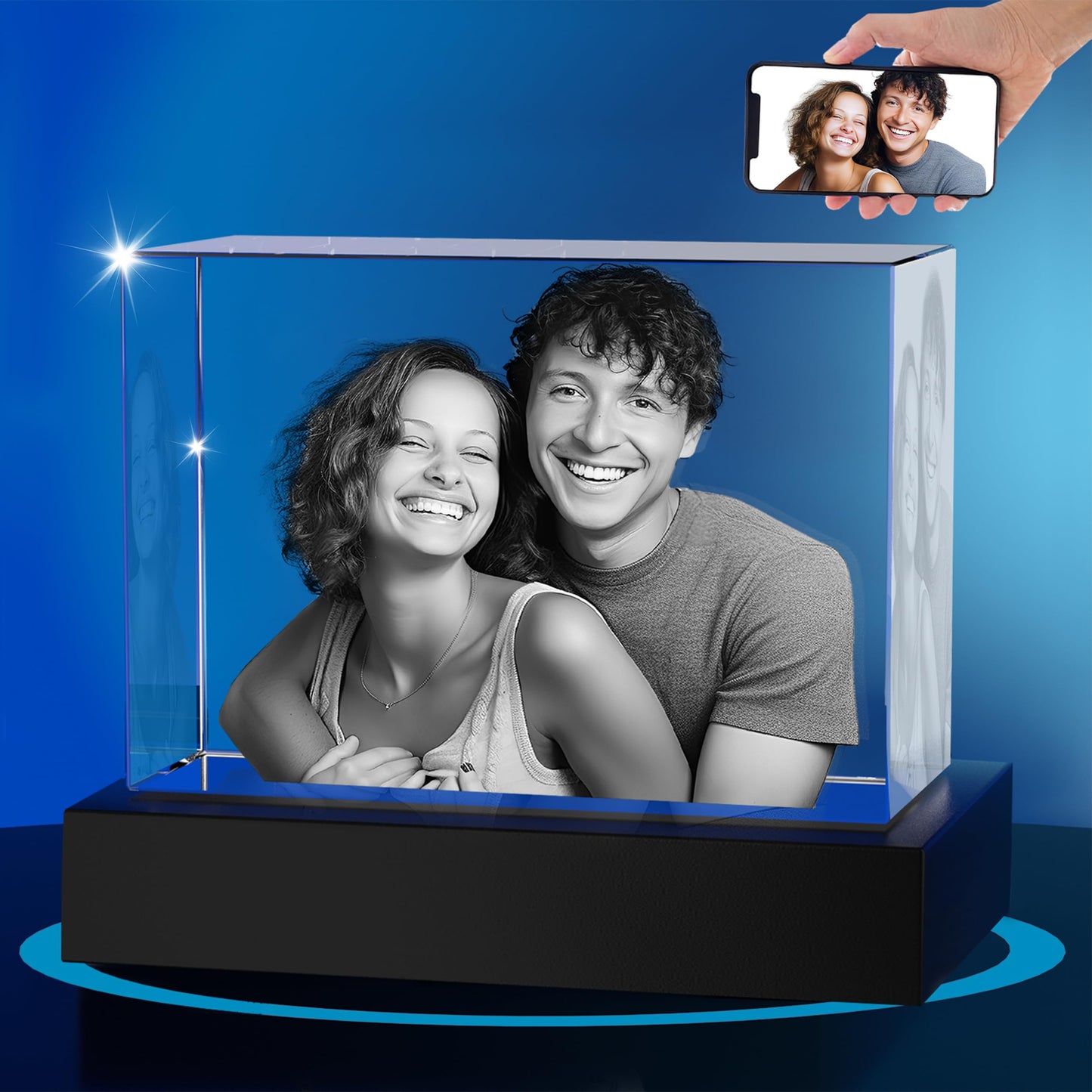 3D Crystal Photo, Personalized Gift for her, him, Mom, Dad, Father,Gift for Couples – Custom Photo in Crystal, Unique for Birthday, Anniversary, Memorial