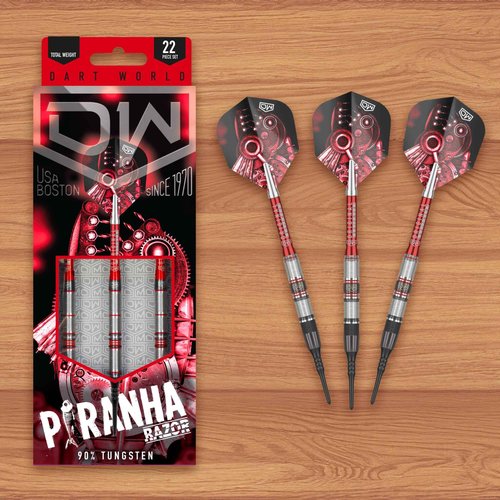 DW Piranha Razor 90% Tungsten Soft Tip Darts, Precision Balanced, Accurate and Durable - Perfect for Professional and Recreational Players (02, 20G)